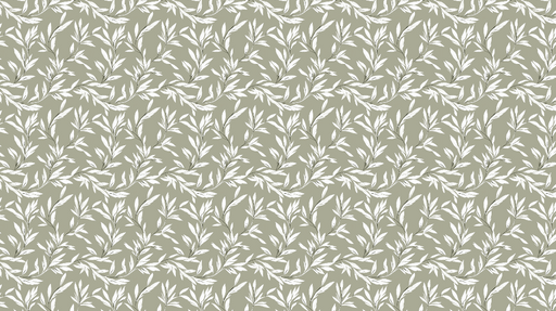 Papier peint feuillage délicat Motif de feuilles blanches sur fond vert doux