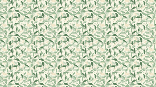 Papier peint feuillage délicat Motif de feuilles vertes et crèmes sur fond pastel