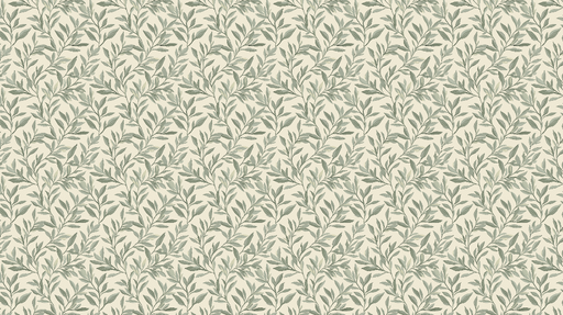 Papier peint feuillage délicat Motif de feuilles vertes sur fond crème