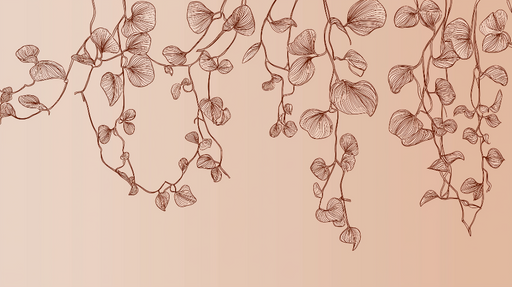 Papier peint feuillage délicat Motifs de feuilles en filigrane sur fond rose doux