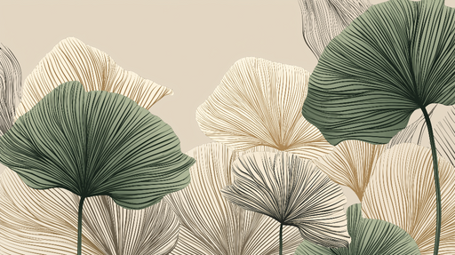 Papier peint feuillage délicat Motifs de feuilles stylisées aux teintes apaisantes