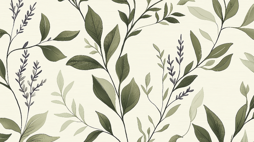 Papier peint feuillage délicat Motifs de feuilles vertes sur fond clair