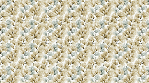 Papier peint feuillage délicat Motifs organiques en tons dorés et verts