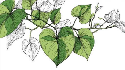 Papier peint feuillage délicat Vignes aux feuilles en cœur en nuances de vert