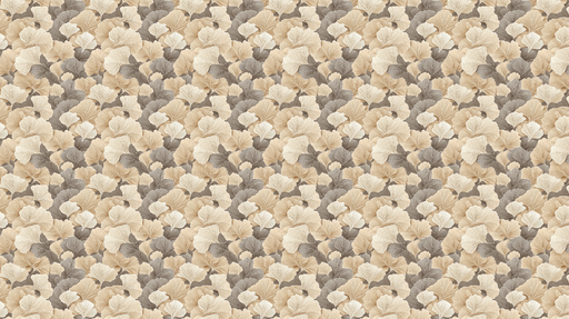 Papier peint feuillage doré Élégant motif de feuilles aux nuances beige et gris