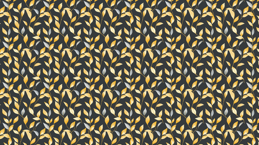 Papier peint feuillage doré et argenté Motifs de feuilles sur fond noir