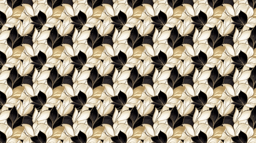 Papier peint feuillage doré et noir Motif élégant de feuilles en or et noir sur fond sombre