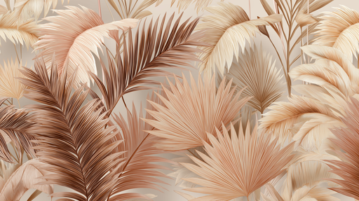 Papier peint feuillage doré Feuilles aux nuances marron et beige pour une ambiance chaleureuse