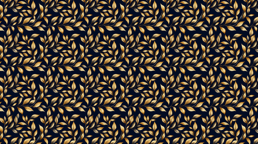Papier peint feuillage doré Feuilles contemporaines sur fond marine