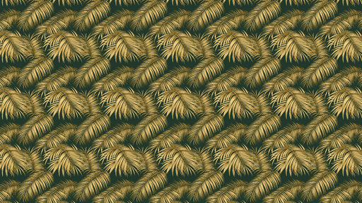 Papier peint feuillage doré Feuilles de palmier élégantes sur fond vert profond