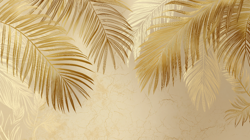 Papier peint feuillage doré Feuilles de palmiers élégantes sur fond texturé