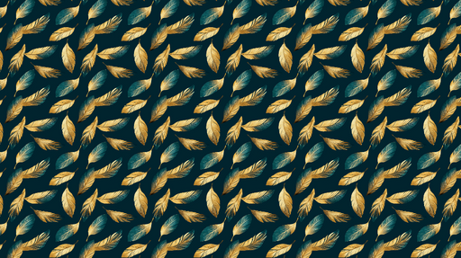 Papier peint feuillage doré Feuilles délicates en nuances d'or et de bleu sur fond sombre