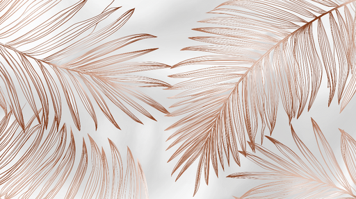 Papier peint feuillage doré Feuilles délicates en or rose sur fond blanc