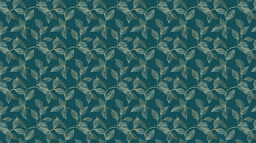 Papier peint feuillage doré Feuilles délicates sur fond bleu profond