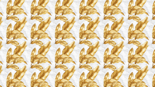 Papier peint feuillage doré Feuilles élégantes sur fond marbré