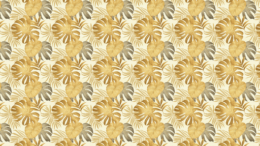 Papier peint feuillage doré Feuilles tropicales dans des tons or et gris