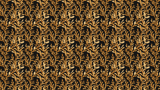 Papier peint feuillage doré Motif de feuillage élégant sur fond noir