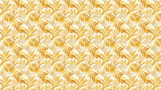 Papier peint feuillage doré Motif de feuilles stylisées en nuances de jaune