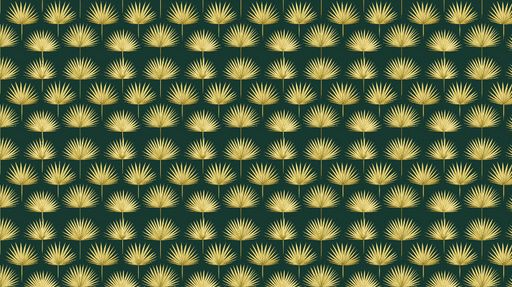 Papier peint feuillage doré Motif de palmiers stylisés sur fond vert profond