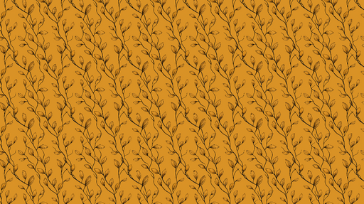 Papier peint feuillage doré Motif délicat de branches et feuilles sur fond jaune