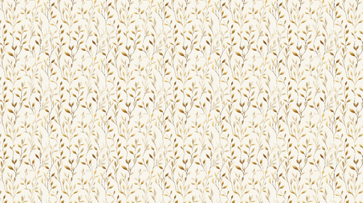 Papier peint feuillage doré Motif délicat de feuilles dorées sur fond crème