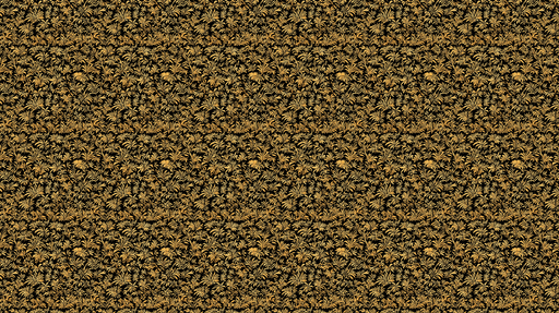 Papier peint feuillage doré Motif luxueux de feuillages ornés sur fond noir