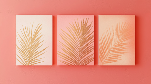 Papier peint feuillage doré Motifs de feuilles exotiques sur fond pastel