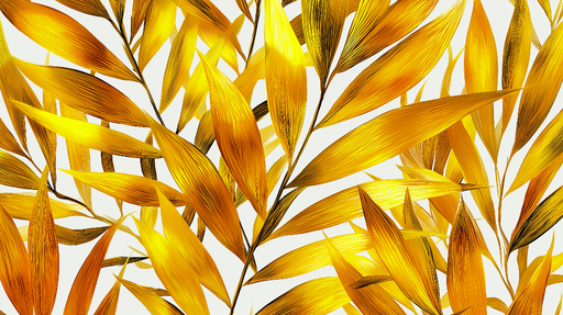 Papier peint feuillage doré Motifs de feuilles lumineuses en dégradés dorés