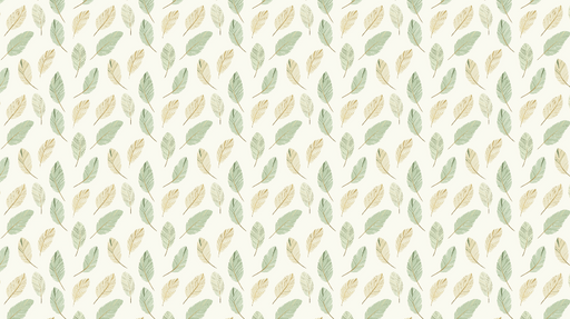 Papier peint feuillage doux Motif de feuilles vertes et dorées sur fond crème