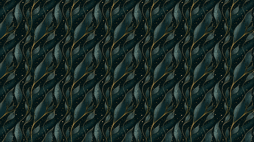 Papier peint feuillage élégant Feuilles dorées sur fond foncé