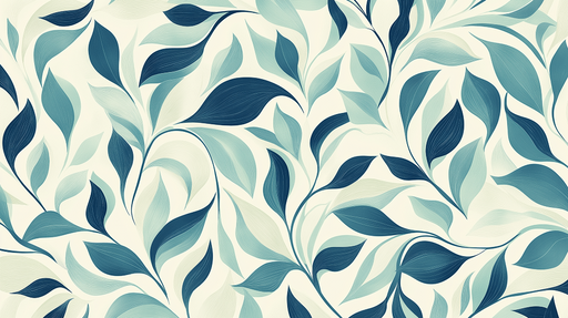 Papier peint feuillage élégant Feuilles stylisées en nuances de bleu sur fond clair