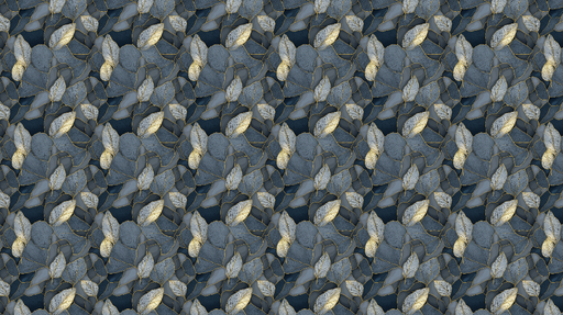 Papier peint feuillage élégant Motif de feuilles grises et dorées sur fond sombre