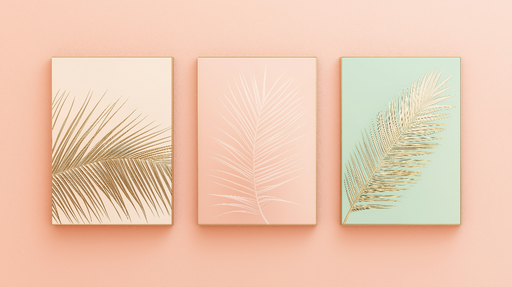 Papier peint feuillage élégant Motifs de feuilles dorées sur fond pastel