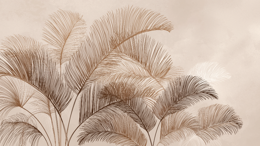 Papier peint feuillage élégant Palmiers stylisés sur fond doux