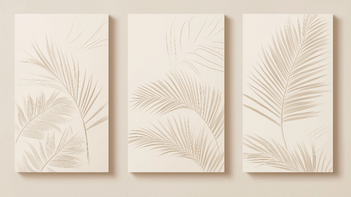 Papier peint feuillage Élégantes palmes en lin sur fond clair