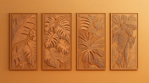 Papier peint feuillage en relief Élégance tropicale avec un design sculpté