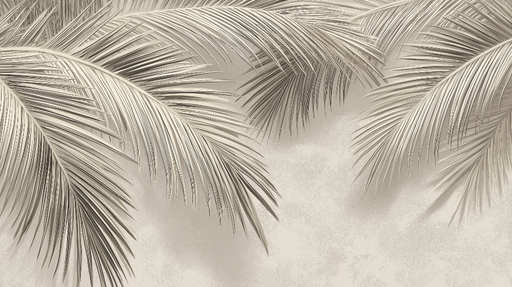 Papier peint feuillage exotique Palmes stylisées sur fond neutre