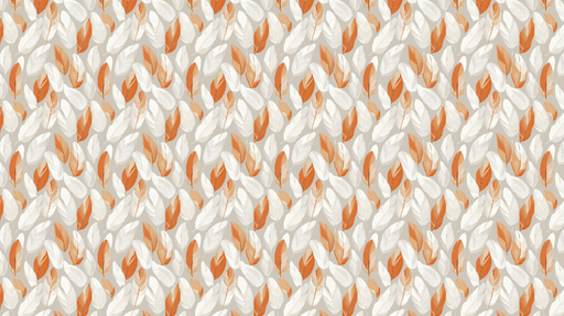 Papier peint feuillage Feuilles à motifs aux teintes orangées et blanches