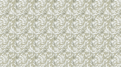 Papier peint feuillage Feuilles blanches sur fond taupe