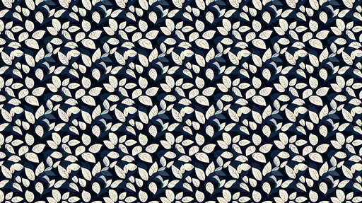 Papier peint feuillage Feuilles claires sur fond bleu nuit