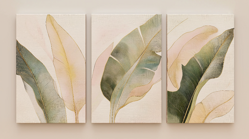 Papier peint feuillage Feuilles délicates et nuances pastel