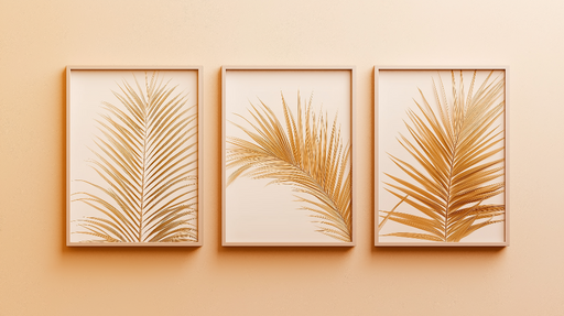 Papier peint feuillage Feuilles dorées sur fond clair