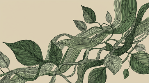 Papier peint feuillage Feuilles sinueuses sur fond beige