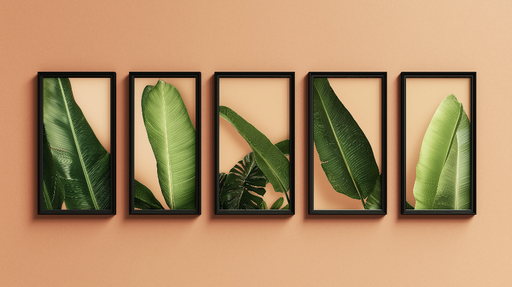 Papier peint feuillage Feuilles tropicales enframed pour une ambiance naturelle