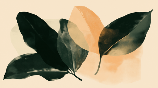 Papier peint feuillage fond beige Feuilles peintes