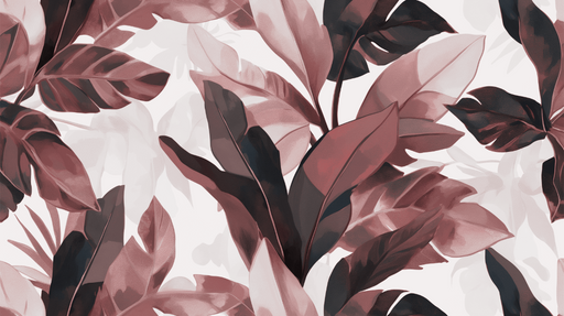 Papier peint feuillage grandes feuilles bordeaux