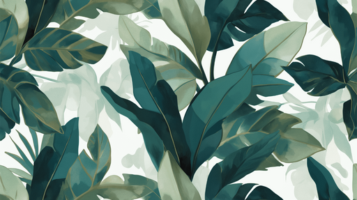 Papier peint feuillage grandes feuilles vertes