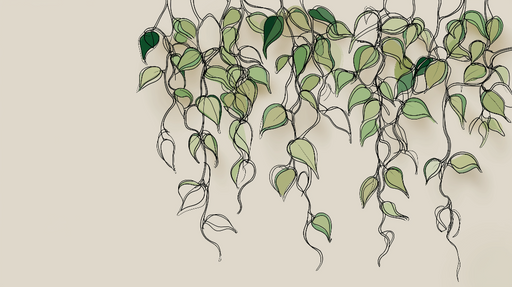 Papier peint feuillage graphique Lianes élégantes et feuillages délicats sur fond doux