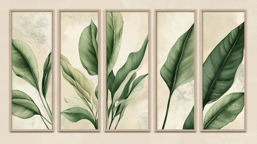 Papier peint feuillage Illustrations de feuilles vertes avec une ambiance naturelle