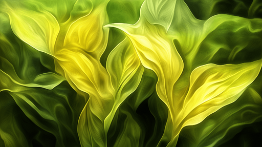 Papier peint feuillage jaune et vert Modernisme